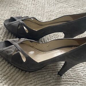 Zara women’s high heel open toe sandals gray suede classic open pumps size 39